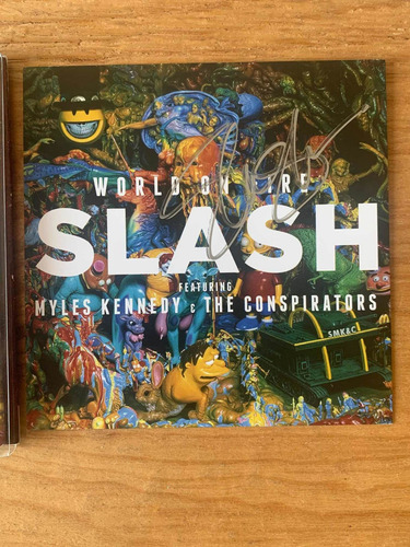 Slash World On Fire Cd Art Card Autografiado ( Guns N Roses) (Usado)