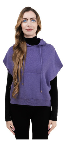Poncho Capa Corto Chaleco Cerrado Tejido Suave Grueso Gorro