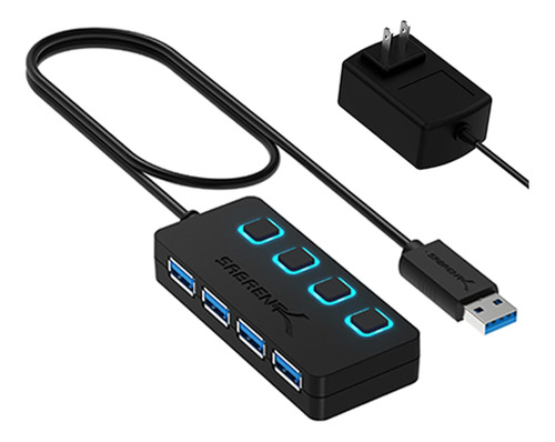 Sabrent Hub Usb 3.0 De 4 Puertos Con Interruptores De Alimen