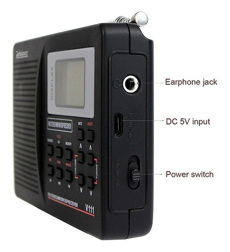 Imagen 7 de 7 de Radio Portátil V111 Rec Sd Aux Am/fm Despertador 10khz