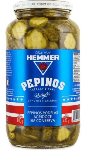 Pepino Hemmer Agridoce Burgers Rodela 440g Kitc/ 04 Un