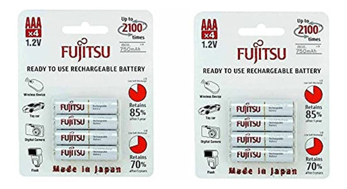 8 Fujitsu Hr4utc Aaa Listo Para Usar 2.100 Veces Bateria Re