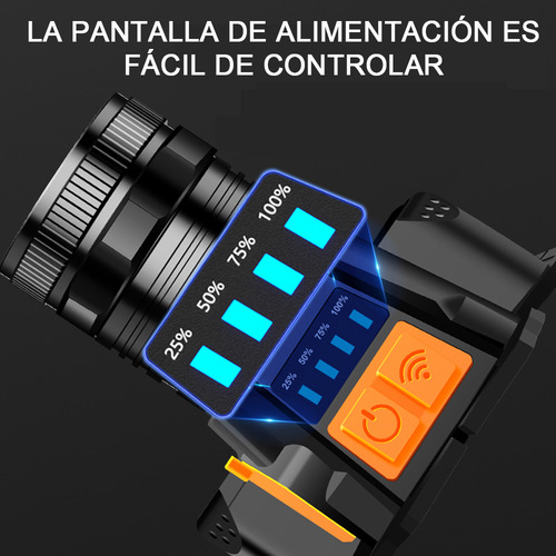 VAKRNY Lámpara LED Minera Recargable Impermeable, Batería Integrada, Sensor Inducción, 10H Duración, Ideal para Trabajo Nocturno, Emergencias, Camping y Minería Con 3 Modos Luz Amarilla