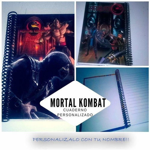 Imagen 1 de 1 de Mortal Kombat Cuaderno Personalizado (espirales Plasticos)