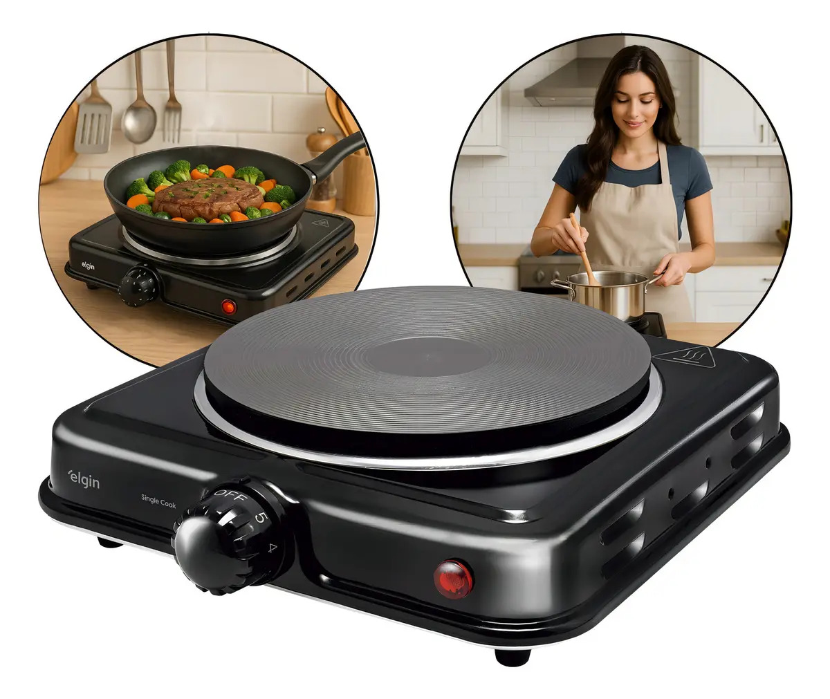 Fogão Portátil Single Cook 1 Boca Elgin Preto 127v Preto 127v