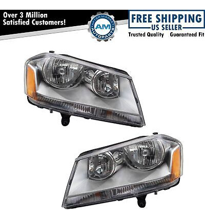 Headlight Set Fits 2008-2014 Dodge Avenger Oab