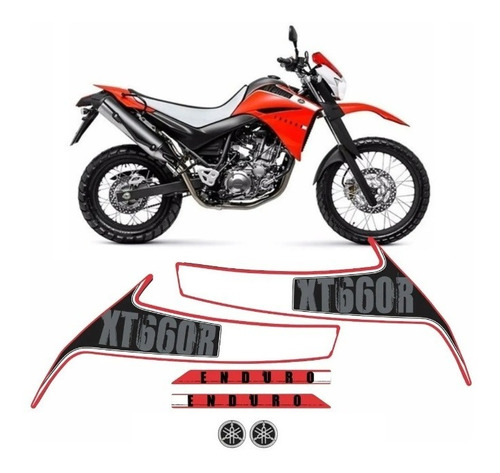 Jogo De Adesivo Xt 660r 2010 - 2014 Enduro Vermelho Lbm