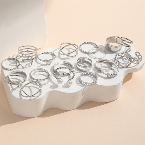 Set De Anillos De Eslabones Circulares En Forma De Corazón C
