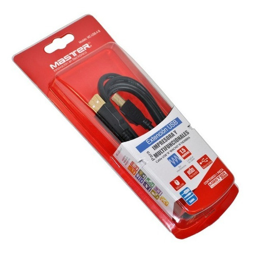 Cable De Impresora Master 1.5m Mc-usb-a-b Color Negro