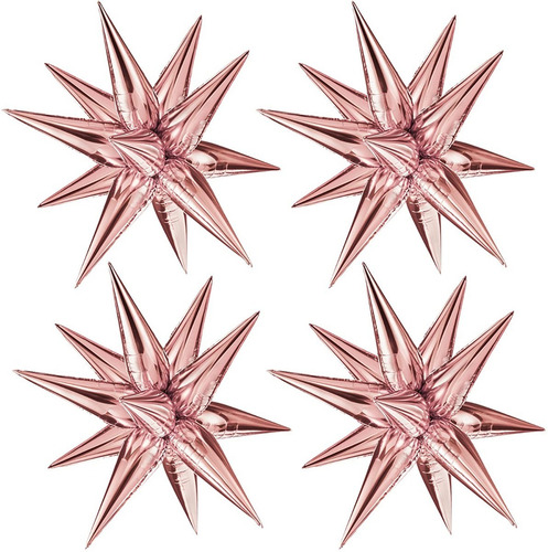 Set De 4 Globos 35pLG Estrella Magic Navidad Rose Gold 95cm