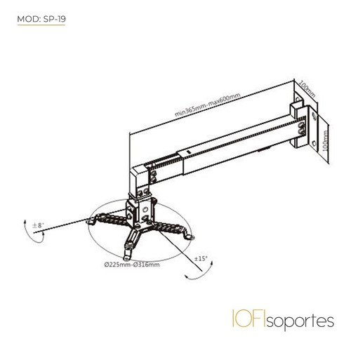 Imagen 2 de 4 de Soporte Proyector Iofi Para Techo O Pared Universal - Extens