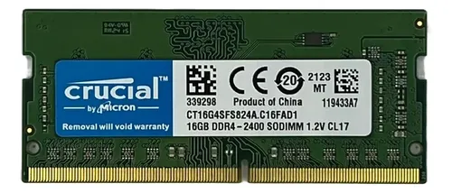 Memória Ram Crucial 16gb Ddr4 2400mhz Para Notebook | Frete grátis