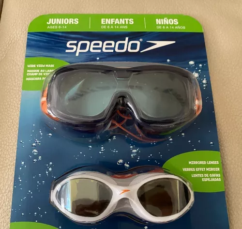  Speedo Gafas de natación junior para edades de 6 a 14 años,  paquete de 3 unidades (azul/blanco/verde) : Deportes y Actividades al Aire  Libre