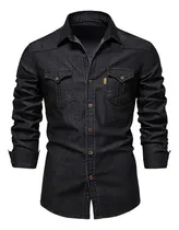 Comprar Camisas Sociais Masculinas Casuais Cargo Slim Fit Jeans