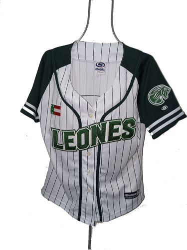 Jersey Beisbol Leones Yucatán Dama Mujer Rayado Verde
