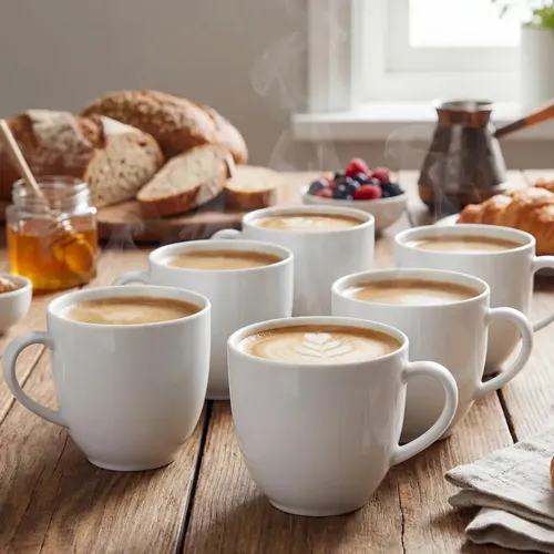Jogo Xicara Café Chá Porcelana Branco 170ml Grande - 6 Peças