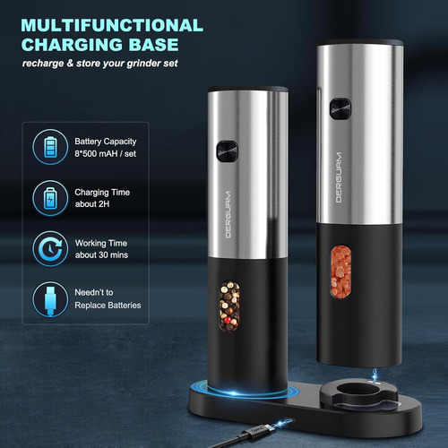 Molinillo Eléctrico De Sal Y Pimienta Con Base De Carga