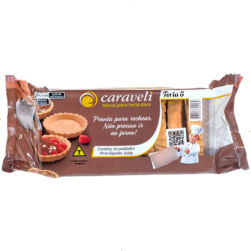 Doce de base massa pronta para torta doce redonda 8cm caraveli com Embalagem pronta para rechear tortinha tartelete agilidade padronização doce em bandeja 34 g 60 un pacote x 60