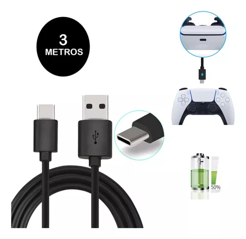 Cabo Carregador Controle Ps5 Xbox Series Usb-C 3 Metros em