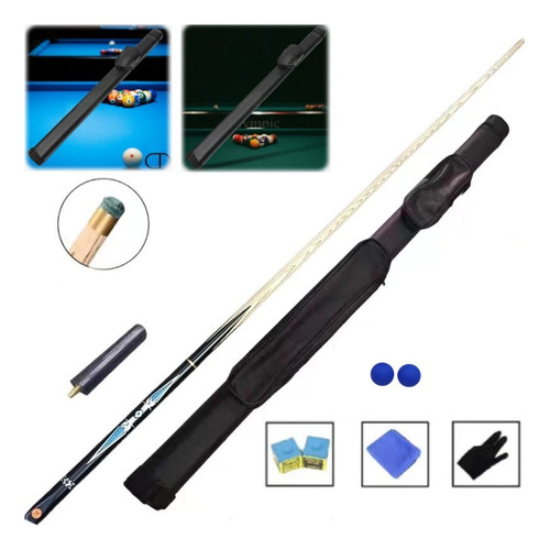 Taco De Billar Snooker Desarmable Profesional 160 Cm + Funda Negro 1.5 Kg
