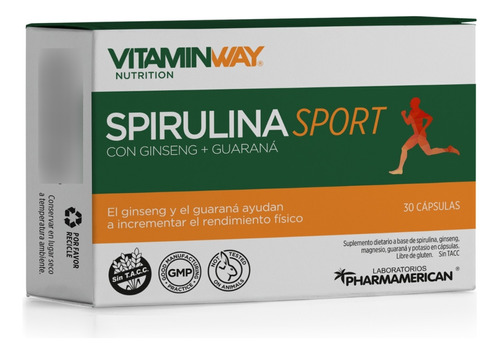 Spirulina Sport Con Ginseng Y Guaraná X 30 Cáp Vitaminway 