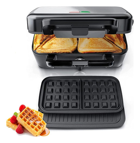 Waffle Maker 3 En 1 Sandwichera De 1200 W Con Placas Extraib