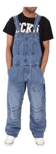 Macacão Cargo Com Babador Masculino Com Jeans Gra