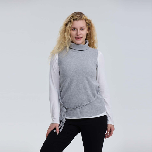 Sweater Mujer Con Amarra Gris Melange Fashion's Park