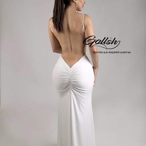 Vestido Blanco Largo De Dama De Moda Escote En La Espalda Elaborado A Medida Tenemos Diferentes Colores Envio Gratis