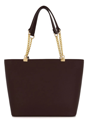 Bolsa Tote Andrea Textura Cocodrilo Para Mujer Café Obscuro