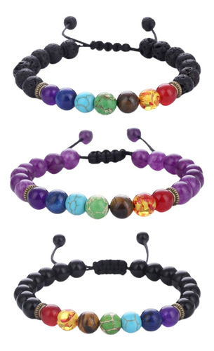 Pulseras De Yoga De Varios Colores, 3 Piezas, Siete Chakras,