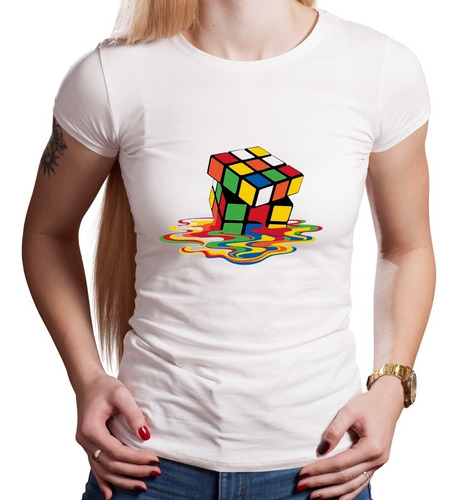Imagen 3 de 6 de Remera Cubo Rubik Hombre Mujer Niños Modal Premium Blanca