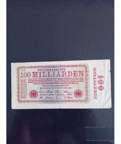 Cédula Antiga Alemanha - 100 Bilhões Mark - 1923 - Uniface