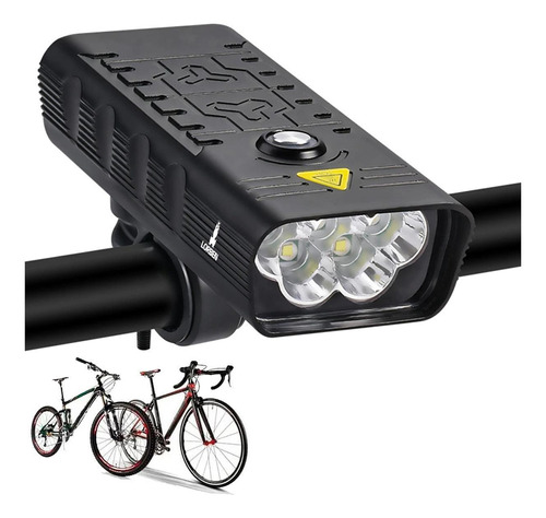 Farol Bike 5 Led T6 Alumínio Power Bank 10.000mah Usb Lorben Cor Preto