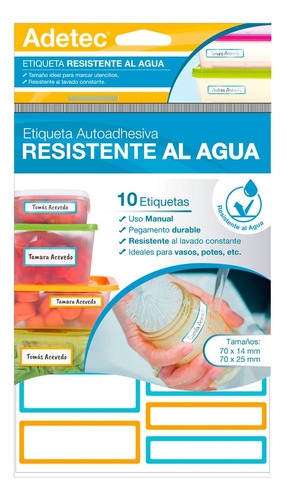 Pack De 20 Etiquetas Resistentes Al Agua Envases Escolar