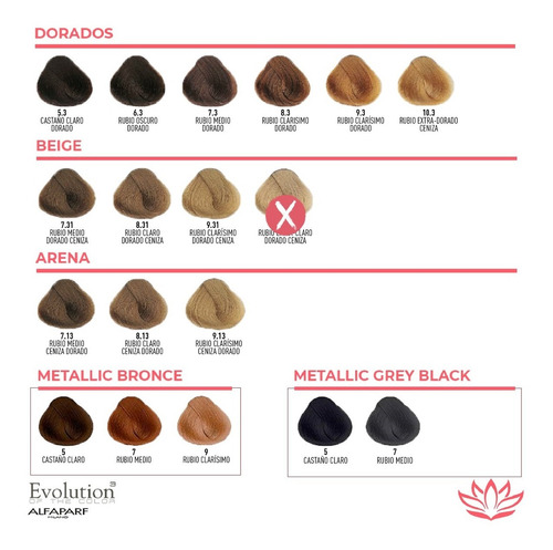 Imagen 6 de 8 de Kit 6 Tinturas Alfaparf Evolution X60ml + Oxidante X 1000ml