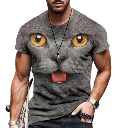 Camiseta De Hombre Con Estampado Animal En 3d