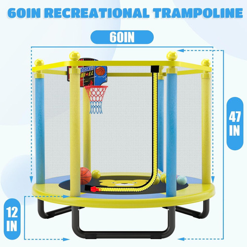 Mini Trampolín Para Niños Con Aro De Baloncesto