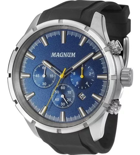 Relógio Magnum Masculino Cronógrafo Analógico Prata Azul
