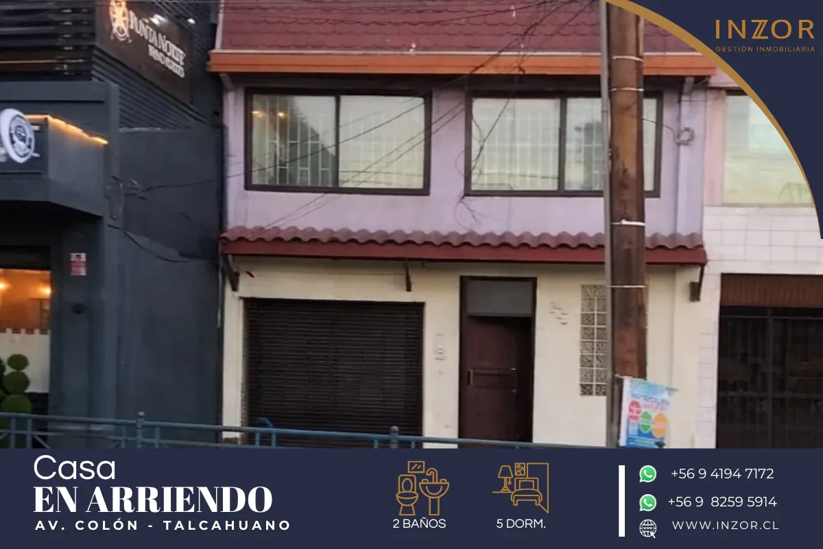 Imagen 1 de 7 de Casa En Arriendo En Avenida Colón, Talcahuano