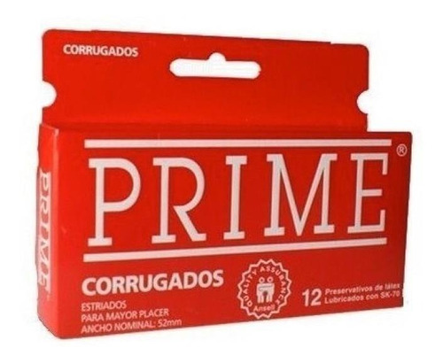 Preservativos Prime X 12 Un.  Corrugado Rojo