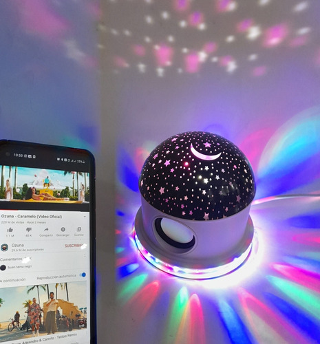Lampara Led Rgb Luna Y Estrellas Con Parlante Bluethoo