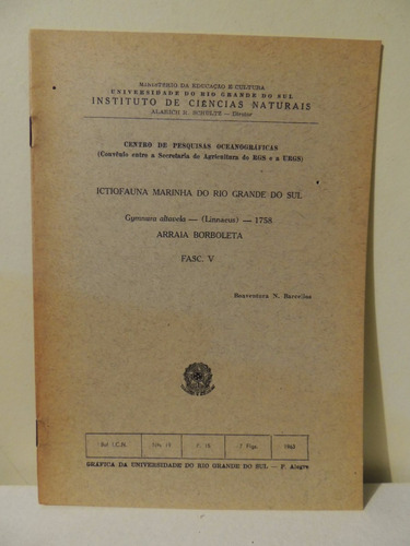 Livro Ictiofauna Marinha Rio Grande Do Sul Arraia Borboleta