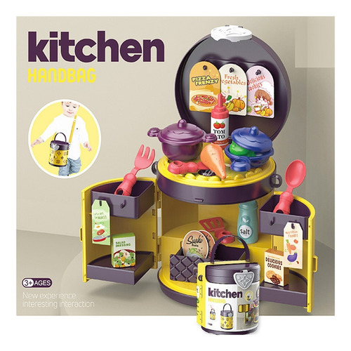 B Juego De Juguetes De Cocina Simulados, Bolso Tipo Cubo