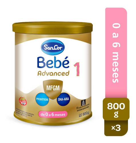 Sancor Bebe Advanced Formula Etapa 1 Lata 3 Un X 800 Gr