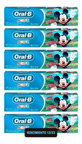 Oral B Kids Kit X6 Pasta Dental Fluor Niños Disney 50gr Vto.