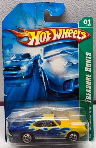 Hot Wheels 69 Pontiac Gto Treasure Hunts 1:64 Flamas C-17 Amarillo (Usado)