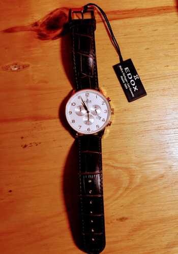 Reloj Ph Edox Les Vauberts Enchapado Y Cuero