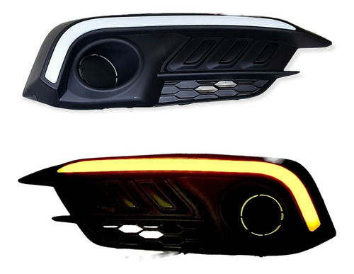 Imagen 2 de 7 de Kit Rejilla Faro Auxiliar P/ Honda Civic 2017 A 2019 Con Led