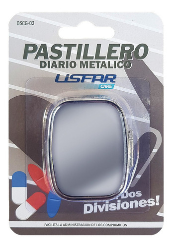 Pastillero Metalico Compacto, Elegante 2 Compartimientos